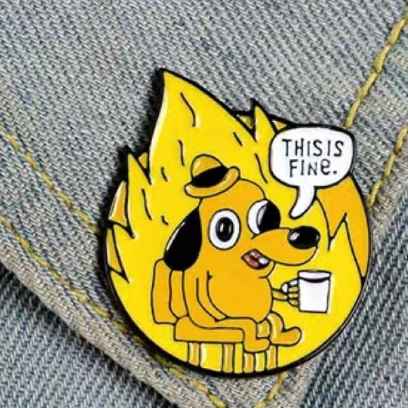 Everything’s Fine x Mental Health Matters colorful enamel cartoon pin brooch - Picture 6 of 15